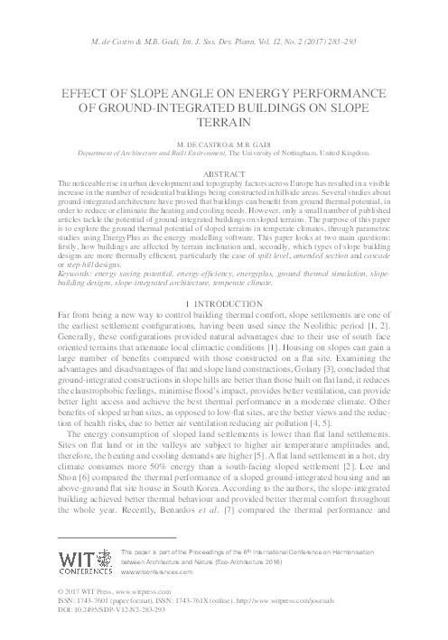 Effect of slope angle on energy performance of ground-integrated buildings on slope terrain Thumbnail