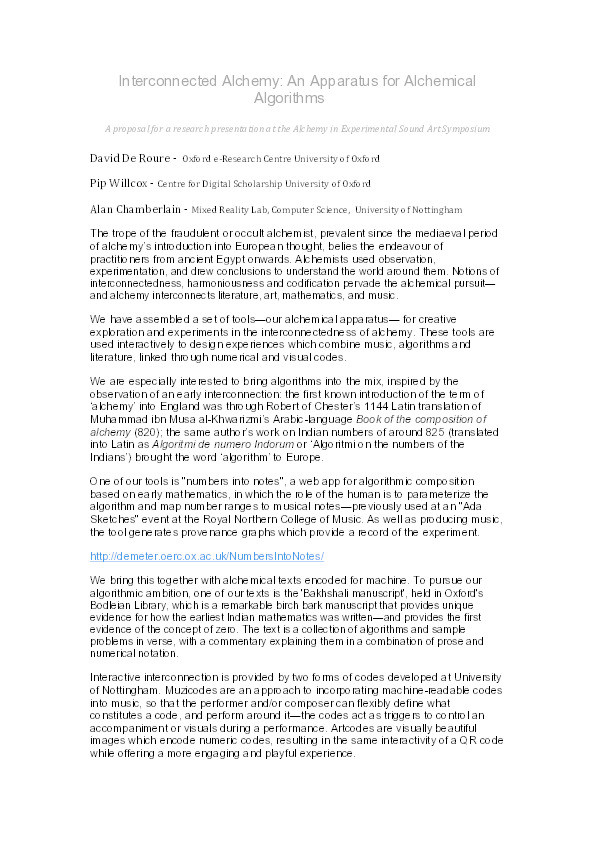 Interconnected alchemy: an apparatus for alchemical algorithms Thumbnail