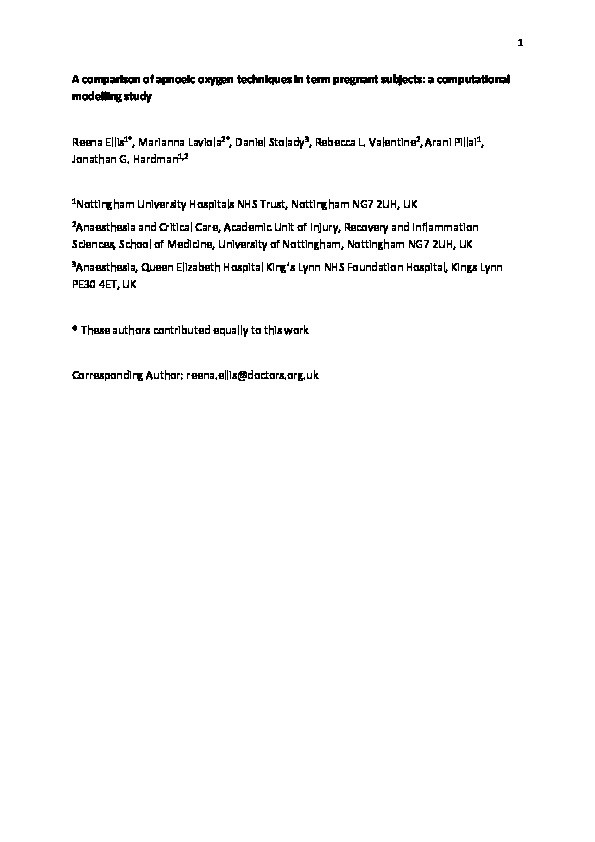 Comparison of apnoeic oxygen techniques in term pregnant subjects: a computational modelling study Thumbnail