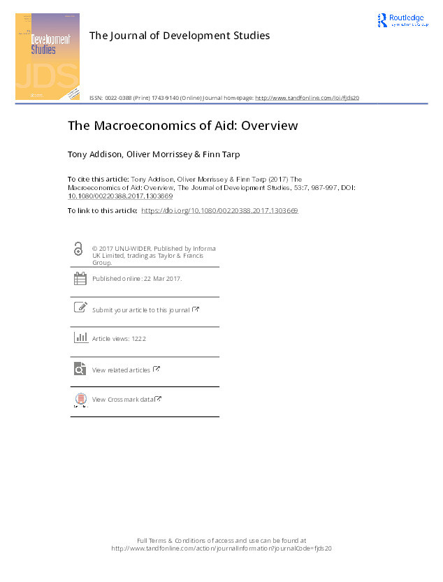 The macroeconomics of aid: overview Thumbnail