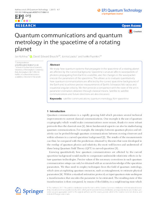 Quantum communications and quantum metrology in the spacetime of a rotating planet Thumbnail
