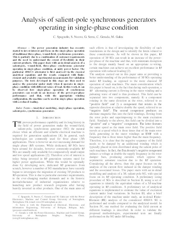 Analysis of salient-pole synchronous generators operating in single-phase condition Thumbnail