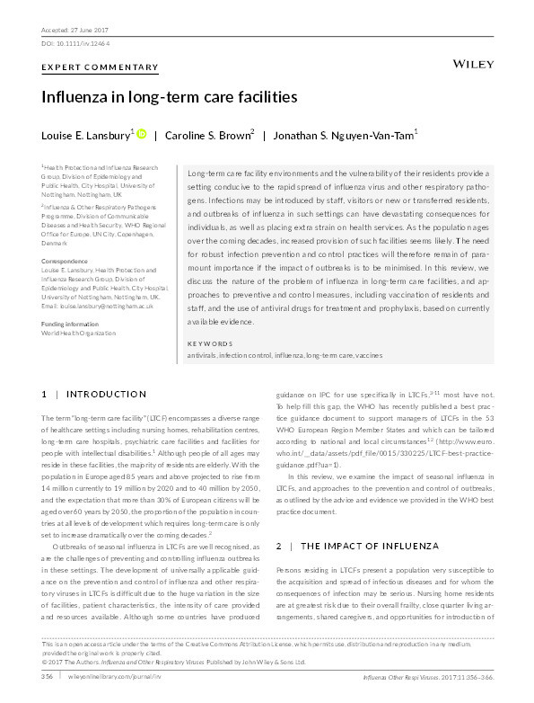 Influenza in long-term care facilities Thumbnail