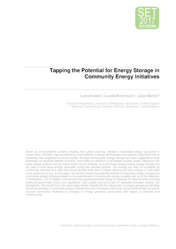 Tapping the potential for energy storage in community energy initiatives Thumbnail