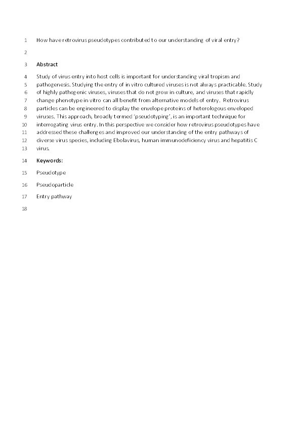 How have retrovirus pseudotypes contributed to our understanding of viral entry? Thumbnail
