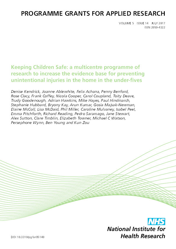 Keeping children safe: a multicentre programme of research to increase the evidence base for preventing unintentional injuries in the home in the under-fives Thumbnail