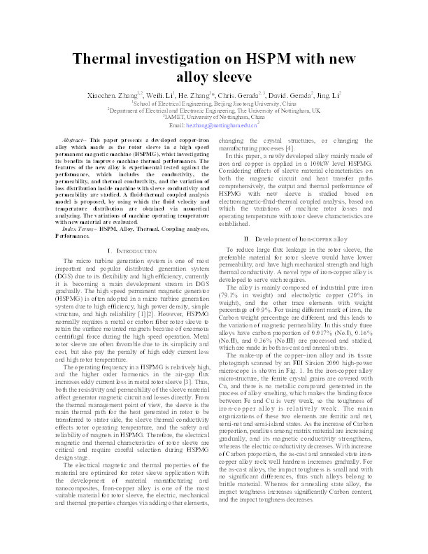 Thermal investigation on HSPM with new alloy sleeve Thumbnail