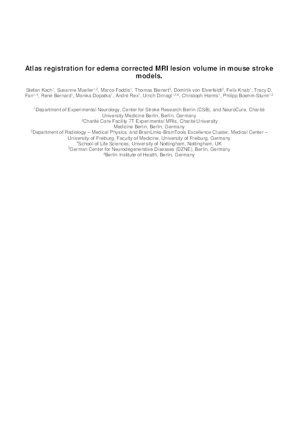 Atlas registration for edema-corrected MRI lesion volume in mouse stroke models Thumbnail