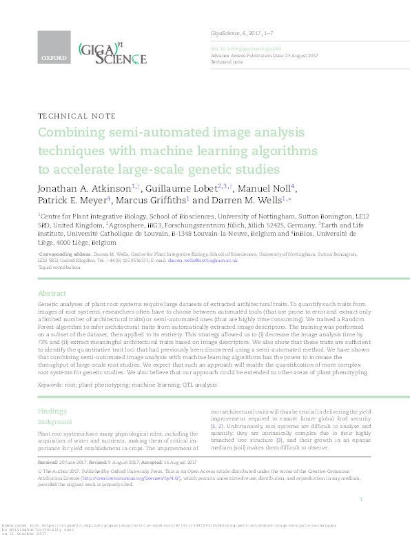 Combining semi-automated image analysis techniques with machine learning algorithms to accelerate large-scale genetic studies Thumbnail