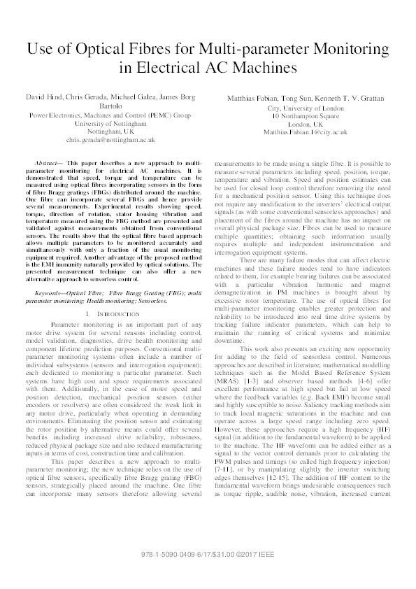 Use of optical fibres for multi-parameter monitoringin electrical AC machines Thumbnail