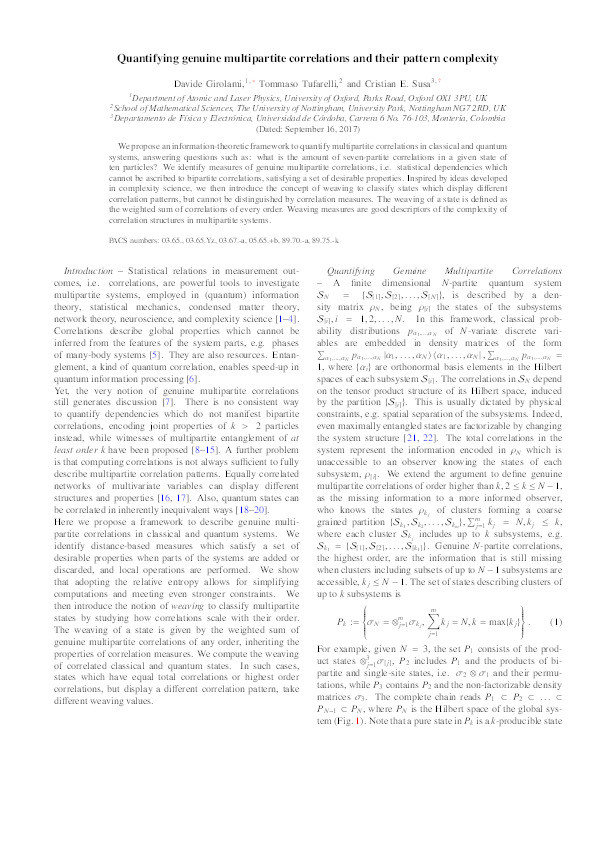 Quantifying genuine multipartite correlations and their pattern complexity Thumbnail