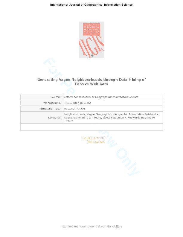 Generating vague neighbourhoods through data mining of passive web data Thumbnail