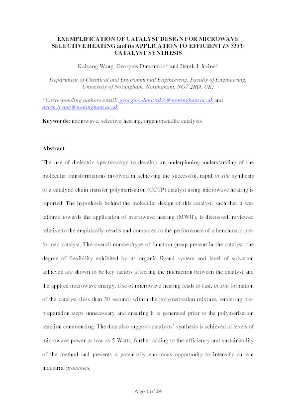 Exemplification of catalyst design for microwave selective heating and its application to efficient in situ catalyst synthesis Thumbnail