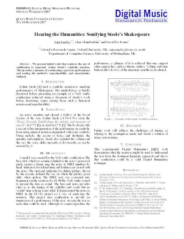 Hearing the humanities: sonifying Steele’s Shakespeare Thumbnail
