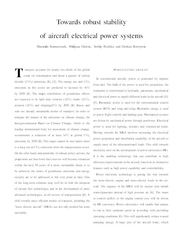 Toward Robust Stability of Aircraft Electrical Power Systems: Using a μ-Based Structural Singular Value to Analyze and Ensure Network Stability Thumbnail