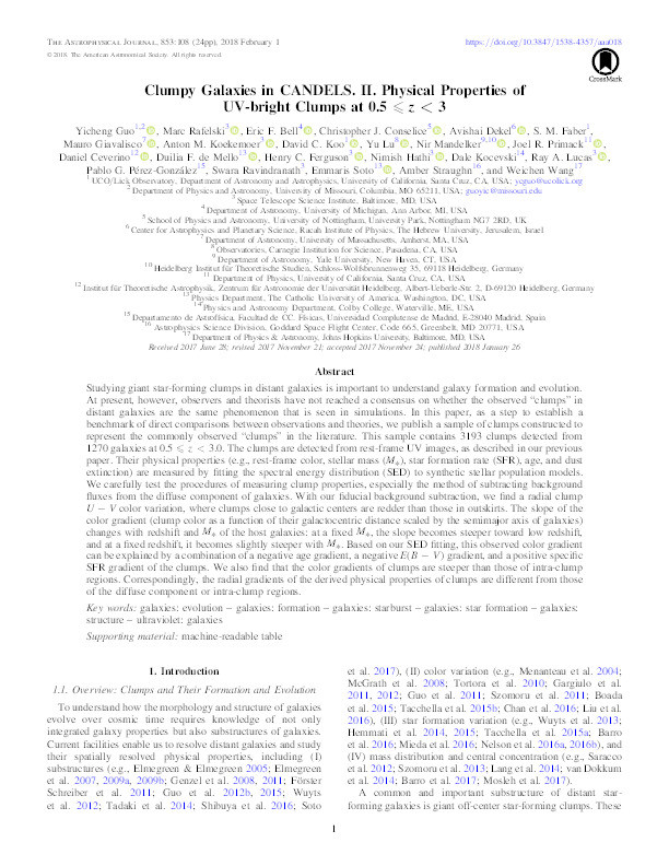 Clumpy galaxies in CANDELS. II. Physical properties of UV-bright clumps at 0.5 ≤ z < 3 Thumbnail