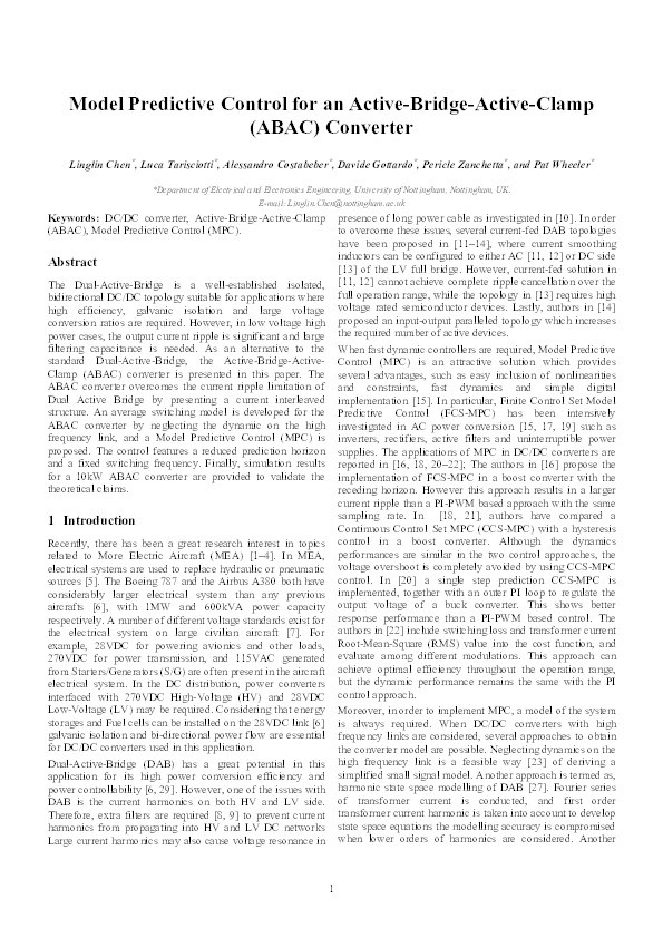 Model predictive control for Active-Bridge-Active-Clamp (ABAC) converter Thumbnail