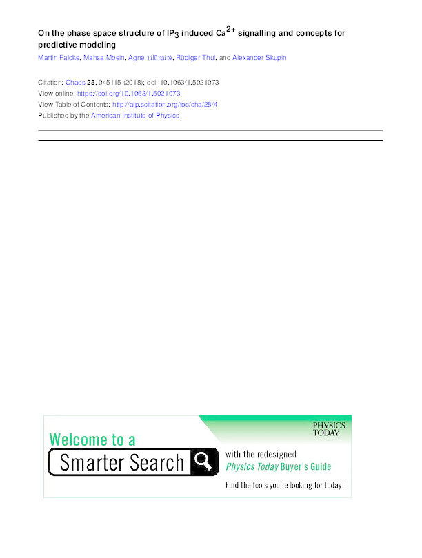 On the phase space structure of IP3 induced Ca2+ signalling and concepts for predictive modeling Thumbnail