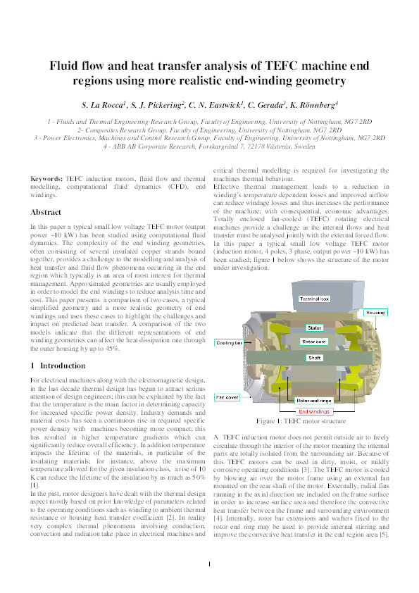 Fluid flow and heat transfer analysis of TEFC machine end regions using more realistic end-winding geometry Thumbnail