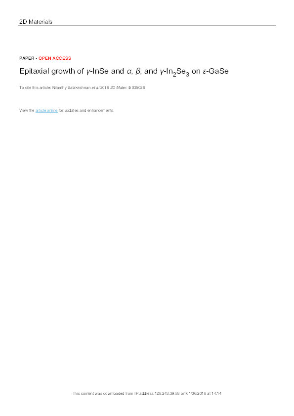 Epitaxial growth of γ-InSe and α, β, and γ-In2Se3 on ε-GaSe Thumbnail