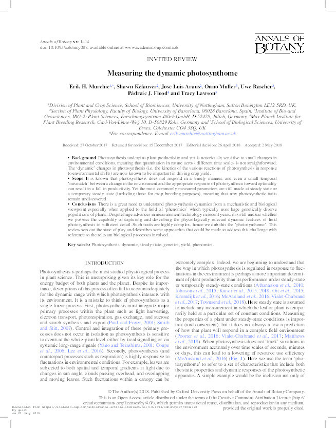 Measuring the dynamic photosynthome Thumbnail