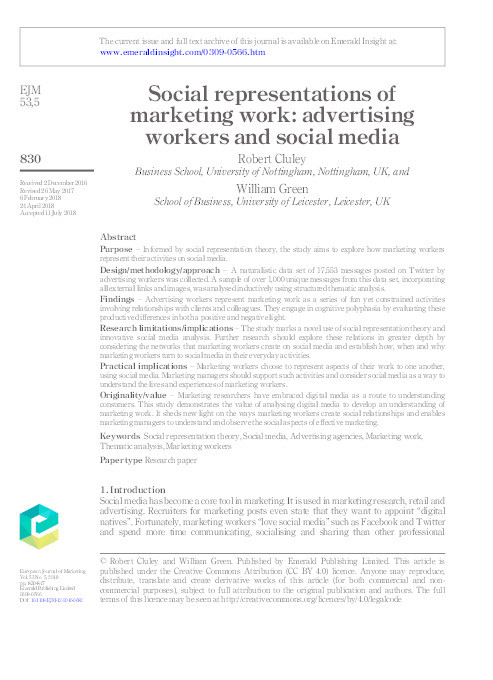 Social representations of marketing work: advertising workers and social media Thumbnail