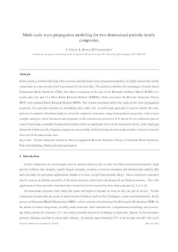 Multi-scale wave propagation modelling for two-dimensional periodic textile composites Thumbnail