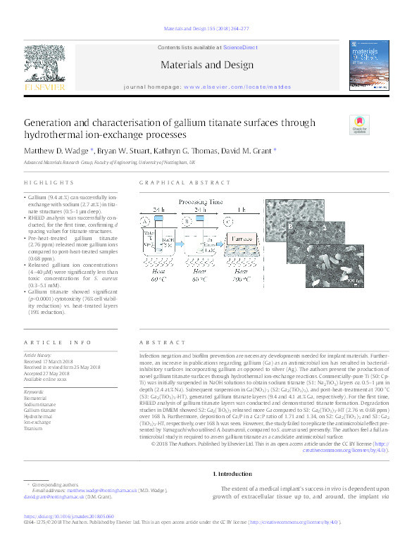 Generation and characterisation of gallium titanate surfaces through hydrothermal ion-exchange processes Thumbnail