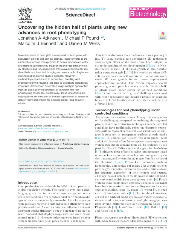 Uncovering the hidden half of plants using new advances in root phenotyping Thumbnail