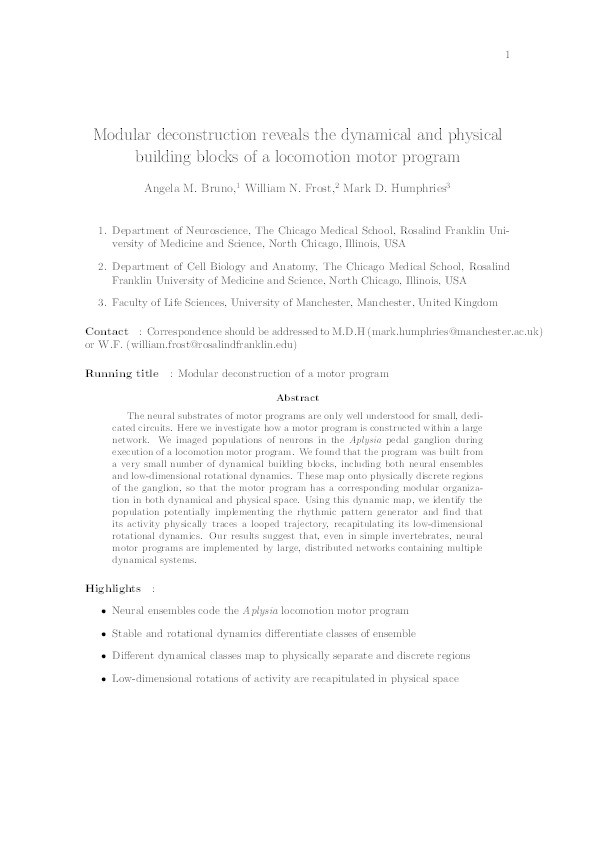 Modular deconstruction reveals the dynamical and physical building blocks of a locomotion motor program Thumbnail