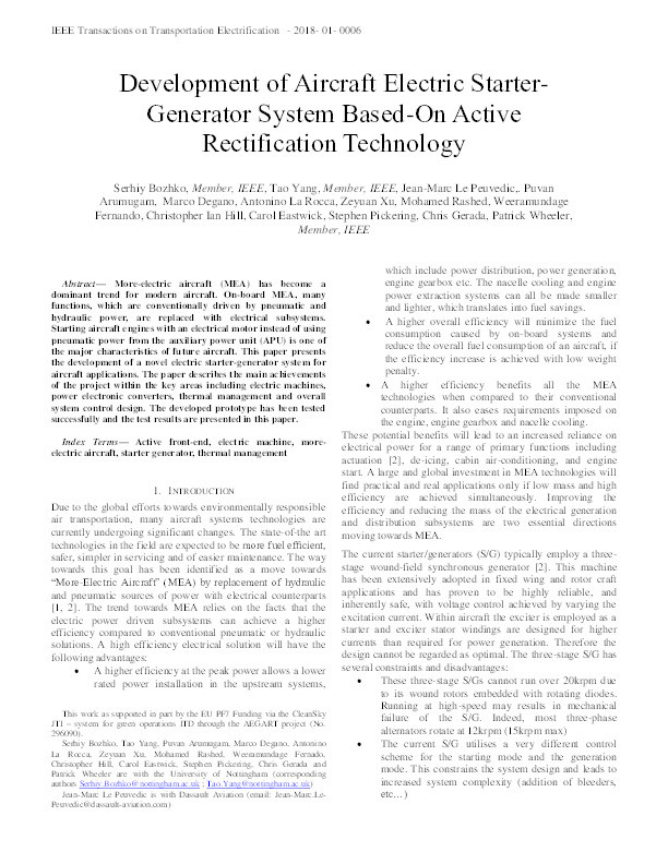 Development of aircraft electric starter-generator system based-on active rectification technology Thumbnail