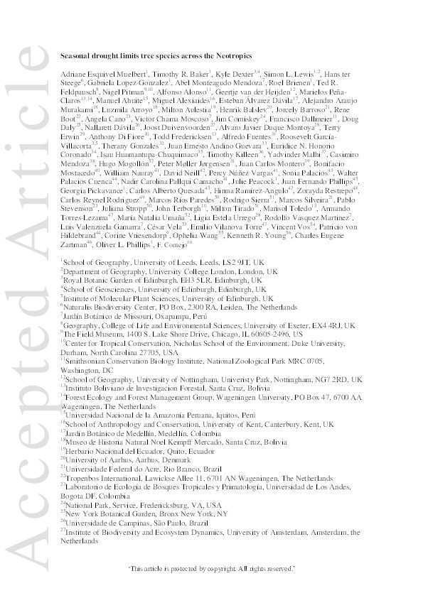 Seasonal drought limits tree species across the Neotropics Thumbnail