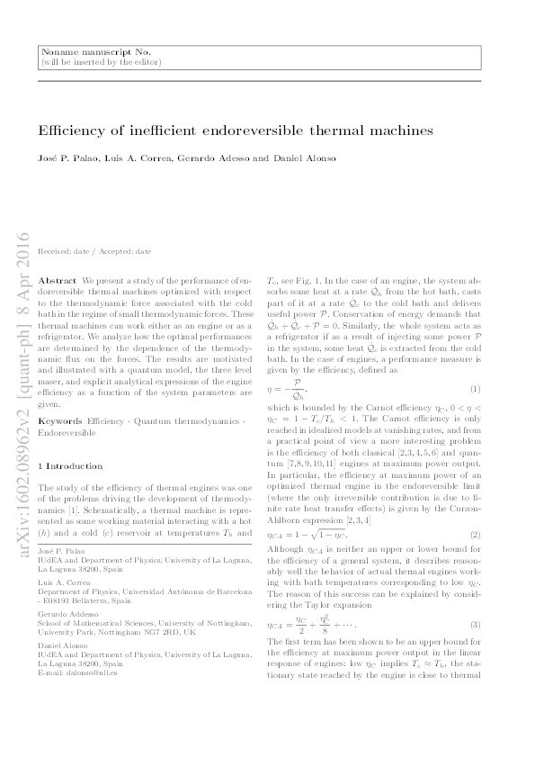 Efficiency of inefficient endoreversible thermal machines Thumbnail