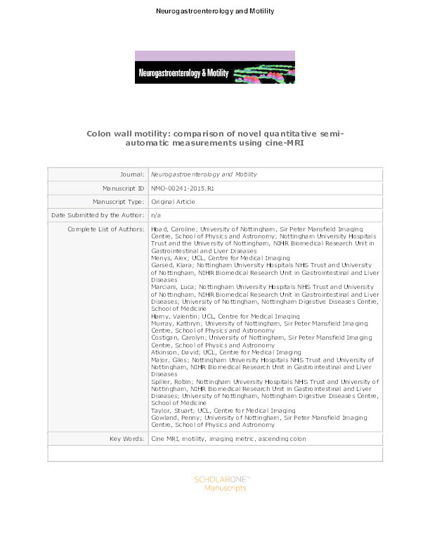 Colon wall motility: comparison of novel quantitative semi-automatic measurements using cine MRI Thumbnail