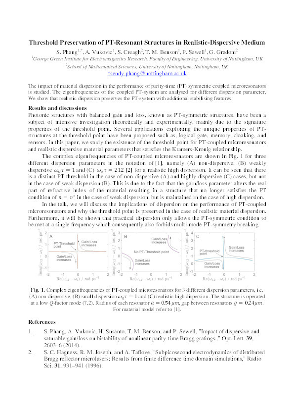 Threshold preservation of PT-resonant structures in realistic-dispersive medium Thumbnail
