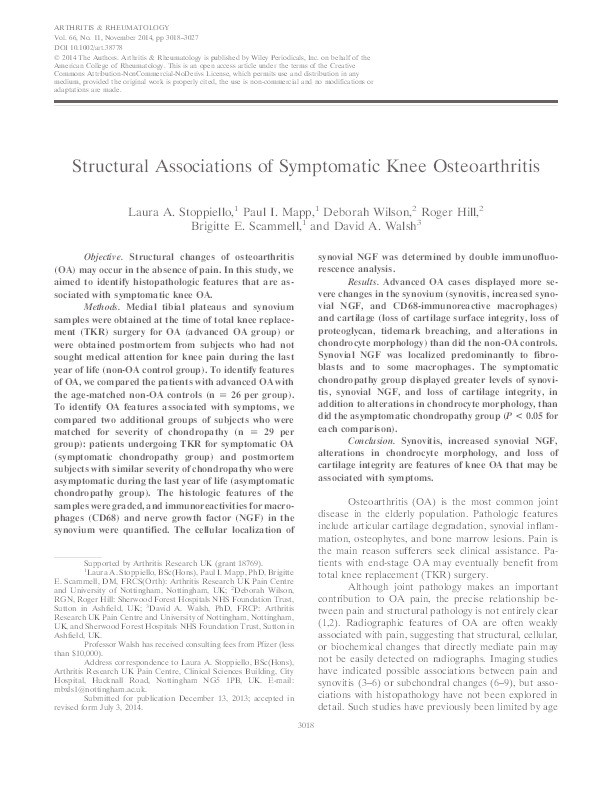 Structural Associations of Symptomatic Knee Osteoarthritis: Structural Associations of Symptomatic Knee OA Thumbnail