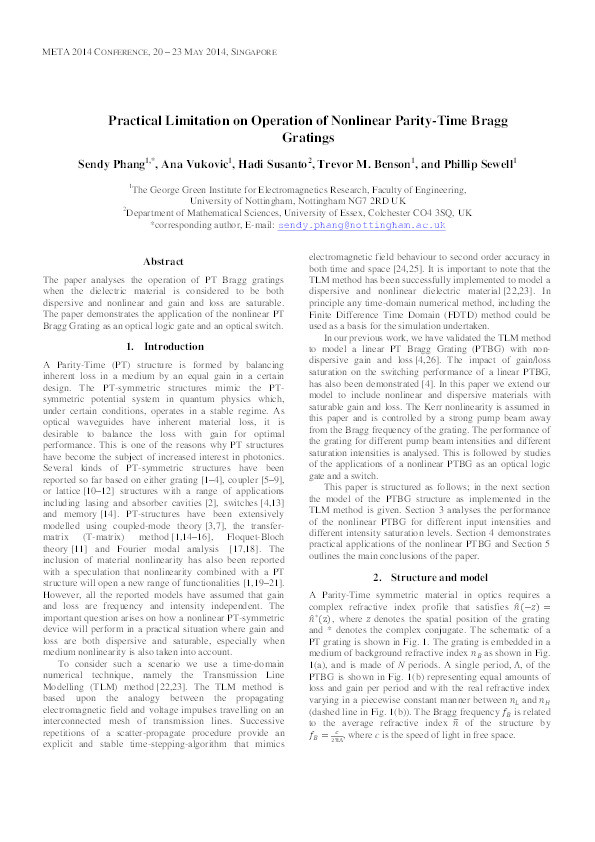 Practical limitation on operation of nonlinear parity-time Bragg gratings Thumbnail