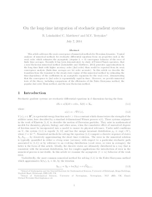 On the long-time integration of stochastic gradient systems Thumbnail