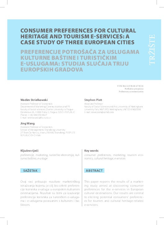 Consumer preferences for cultural heritage and tourism e-services: a case study of three European cities Thumbnail