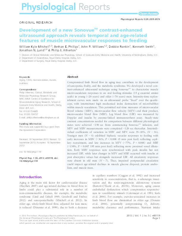 Development of a new SonovueTM contrast-enhanced ultrasound approach reveals temporal and age-related features of muscle microvascular responses to feeding Thumbnail