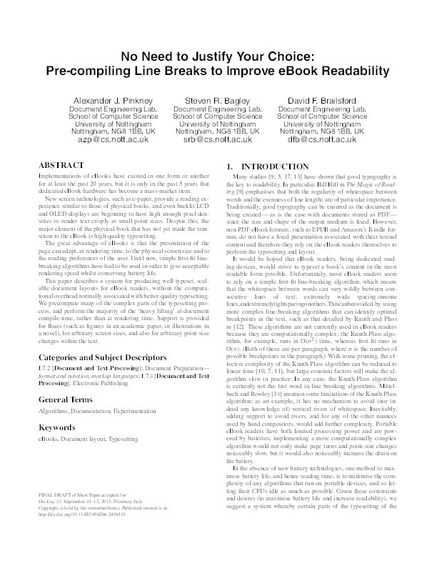 No need to justify your choice: pre-compiling line breaks to improve eBook readability Thumbnail