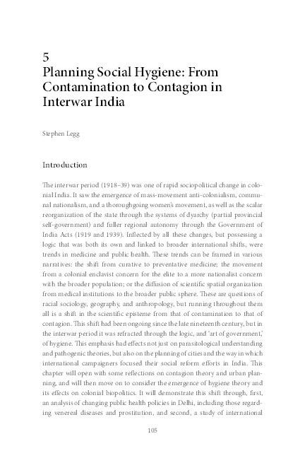 Planning social hygiene: from contamination to contagion in interwar India Thumbnail