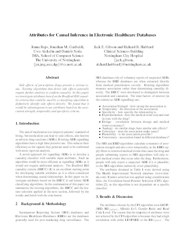 Attributes for causal inference in electronic healthcare databases Thumbnail