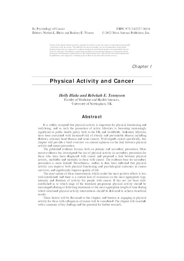 Physical activity and cancer Thumbnail