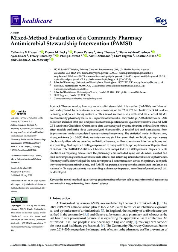Mixed-Method Evaluation of a Community Pharmacy Antimicrobial Stewardship Intervention (PAMSI) Thumbnail