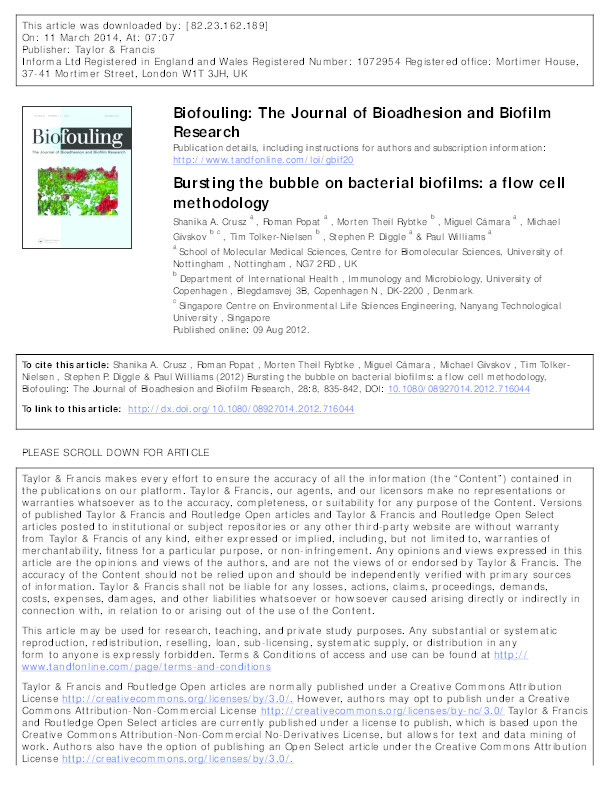 Bursting the bubble on bacterial biofilms: a flow cell methodology Thumbnail