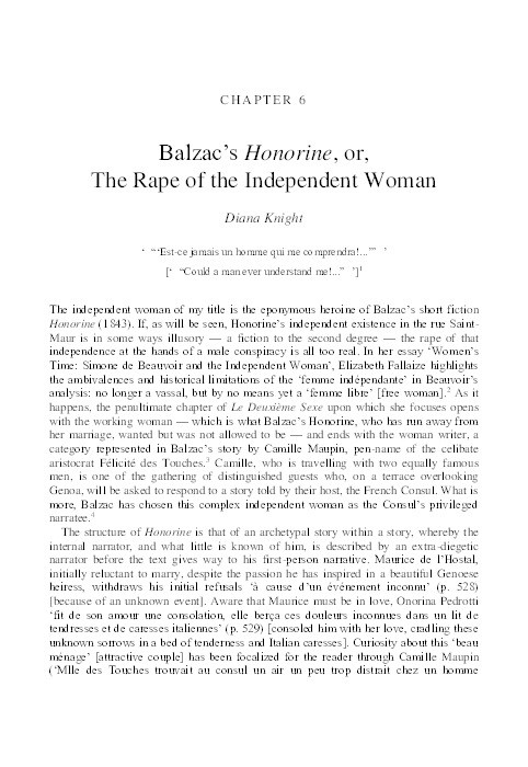 Balzac’s Honorine, or, The Rape of the Independent Woman Thumbnail