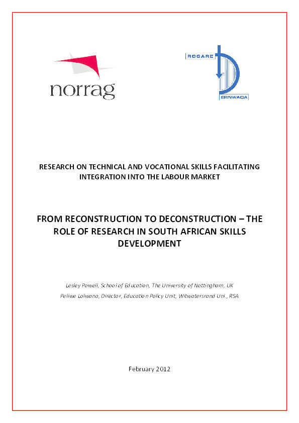 From reconstruction to deconstruction: the role of research in South African skills development Thumbnail