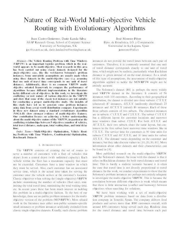 Nature of real-world multi-objective vehicle routing with evolutionary algorithms Thumbnail