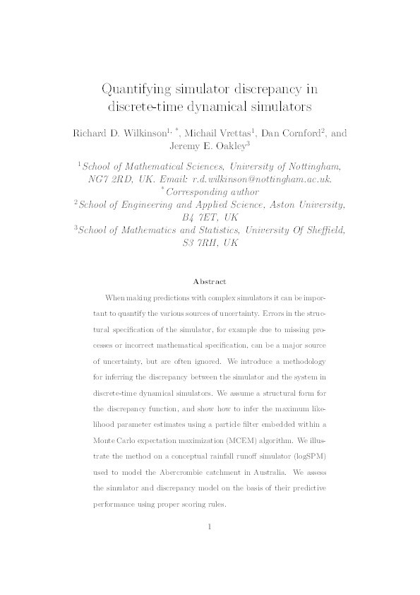 Quantifying simulator discrepancy in  discrete-time  dynamical simulators Thumbnail